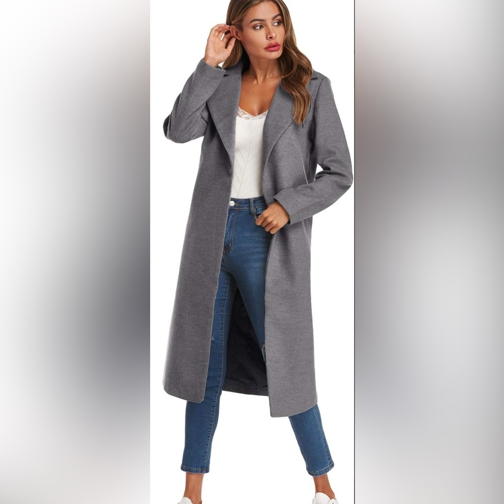 Auxo Women’s Long Grey Trench Coat